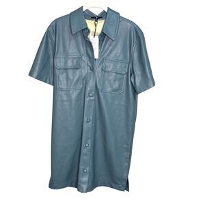 7FAM 7 For All Mankind Dress Size Small Green Faux Leather NEW